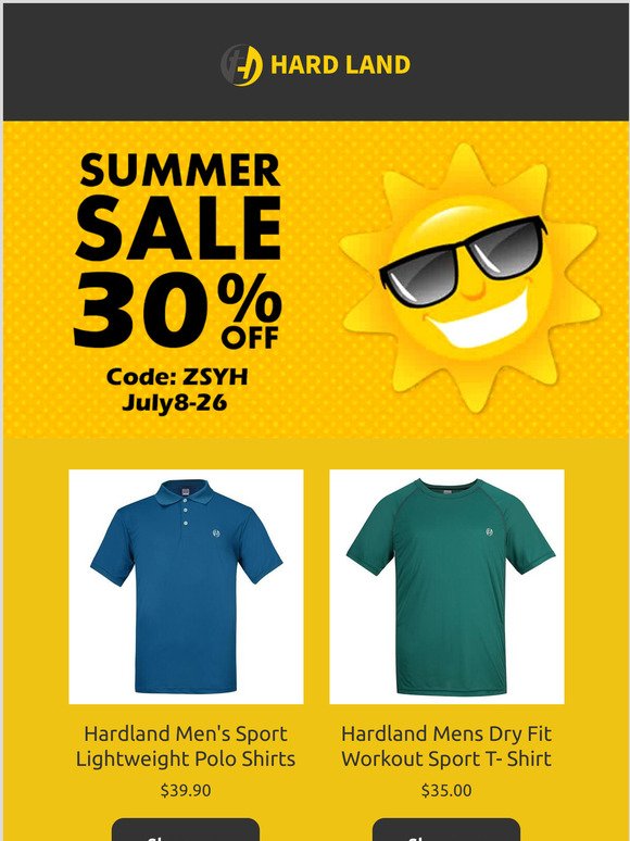 Hardland Summer Men's Clothing Sale 30% off