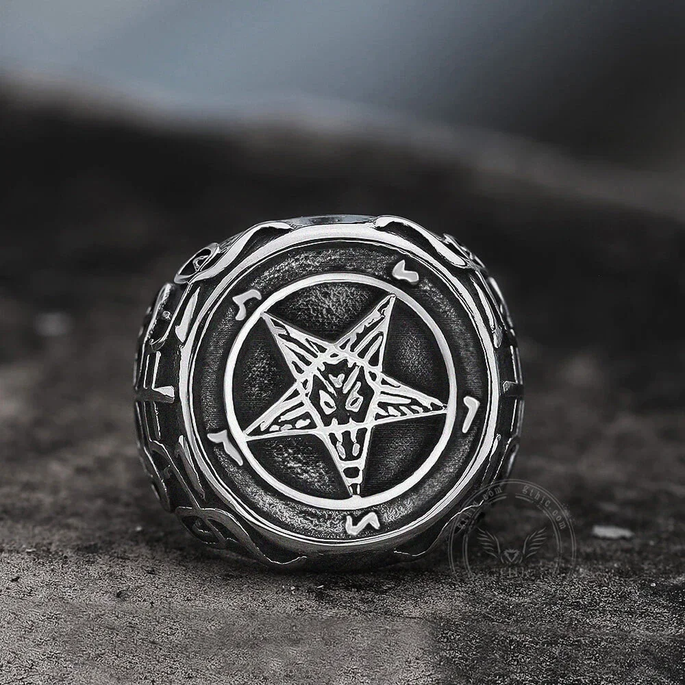 Image of Sigil of Baphomet Stainless Steel Satan Ring