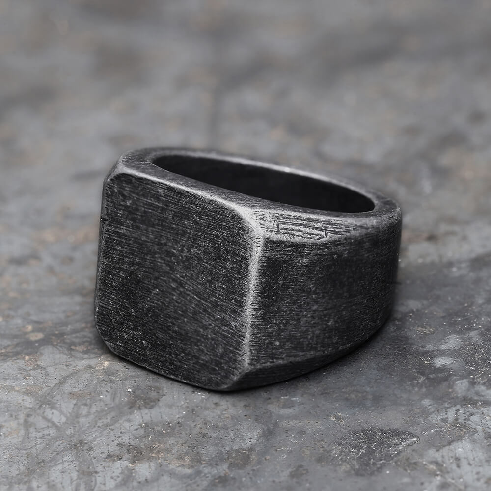 Image of Retro Simple Plain Stainless Steel Square Ring