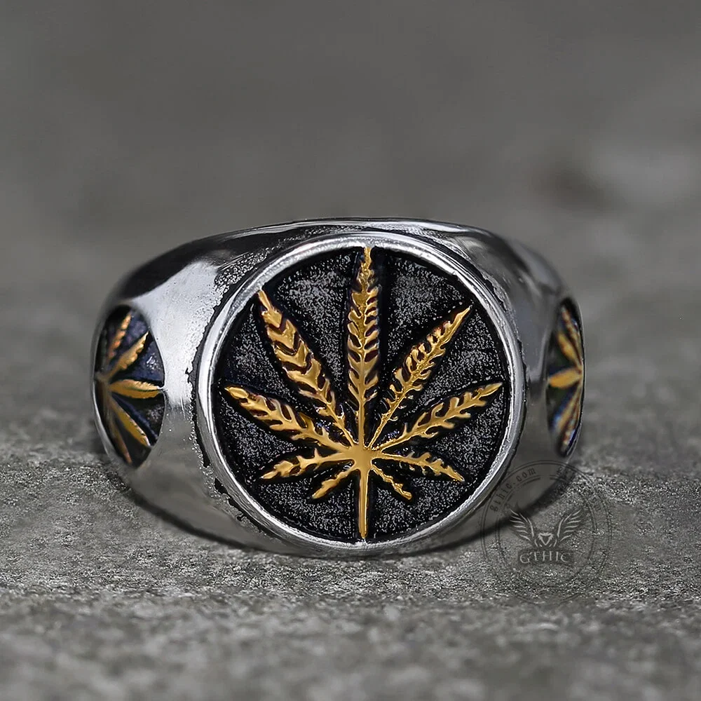 Image of Hemp Leaf Stainless Steel Ring