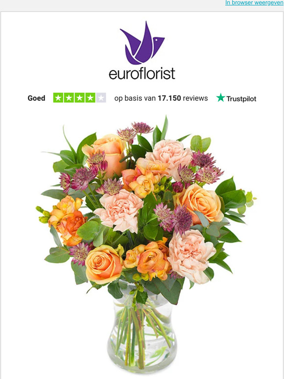 EuroFlorist NL Beste klant, heb je ons nieuwe boeket "Oranje genot" al gezien? Milled