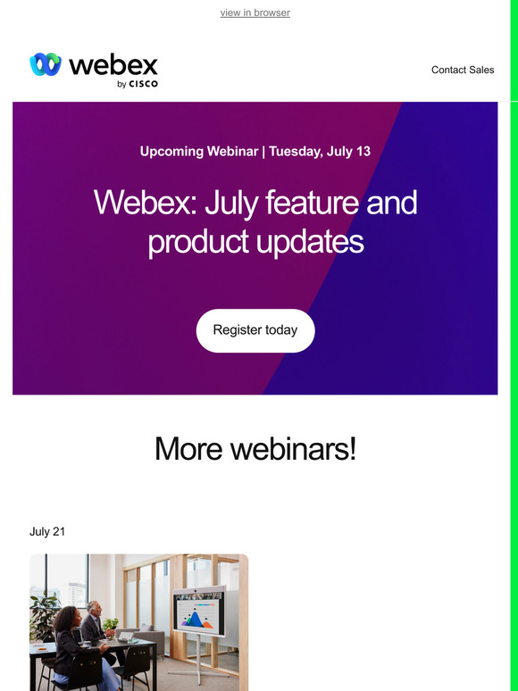 Webex Webinars | July features and product updates