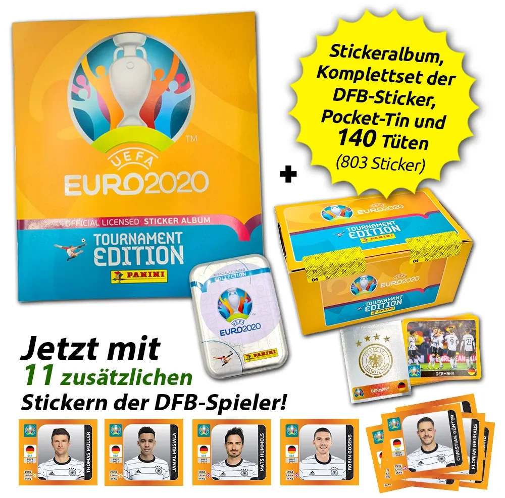 Panini EURO EM 2020 Tournament Edition Sticker 100 x Stickertüten je 5 Sticker 