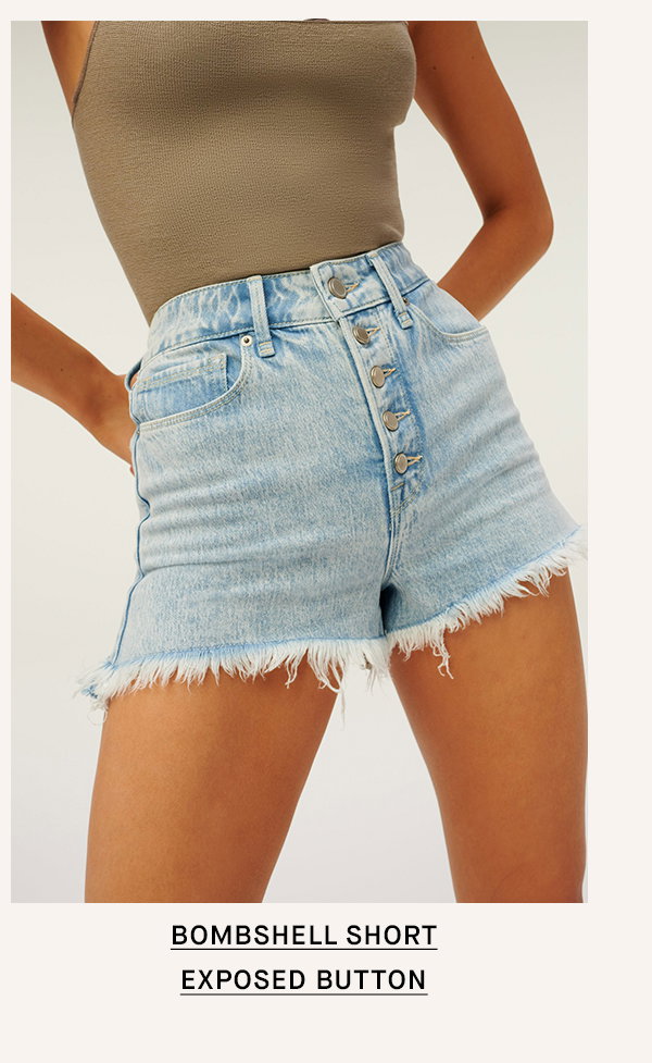 Bombshell short exposed button