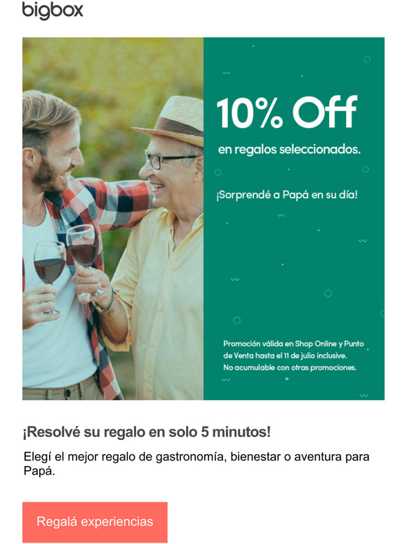 -Off en regalos seleccionados para Pap