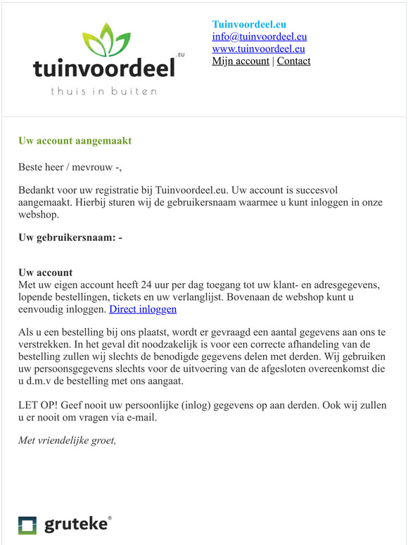 Uw account aangemaakt