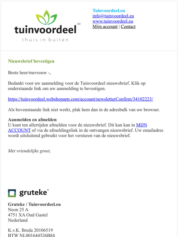 Nieuwsbrief bevestigen