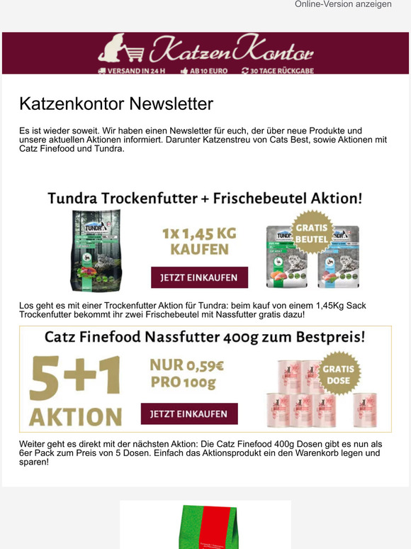 Neue Aktionen und Produkte im Katzenkontor