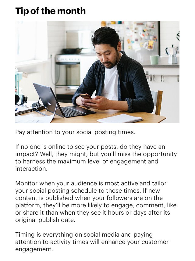 Tip of the month. Pay attention to your social media posting times. 