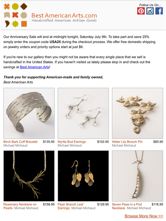 Last Chance to Save 25% at our Anniversary Sale!