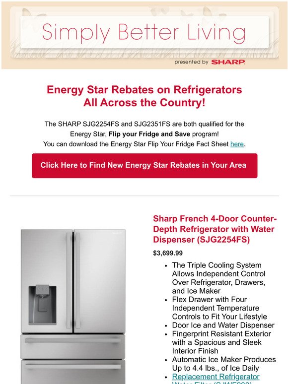 Sharp Electronics Refrigerator Rebate Programs from Energy Star! Check