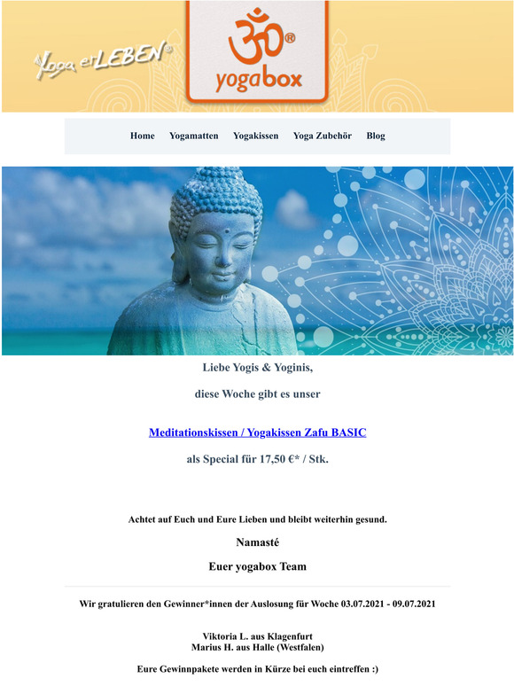  yogabox Infoletter #17/2021  Zafu BASIC  Produktempfehlungen fr Dich  Blog News 