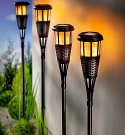 XL-Solar-Gartenstecker "Tropic", 4er-Set, Flammeneffekt