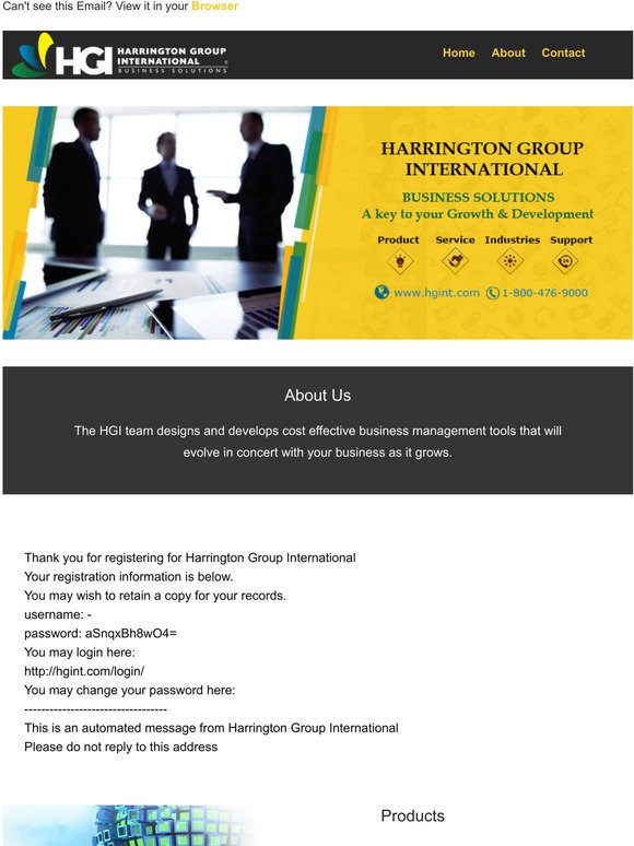 Your registration info for Harrington Group International