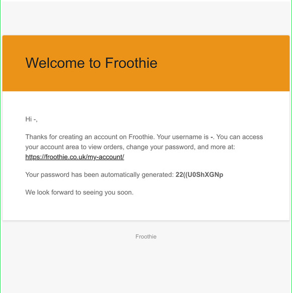 Your Froothie account has been created!