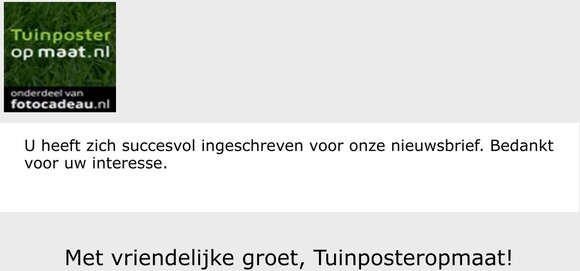 Inschrijving nieuwsbrief succesvol