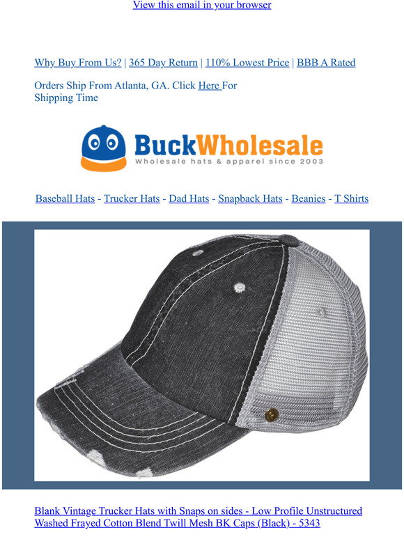 New Blank Hats From Buck Wholesale 