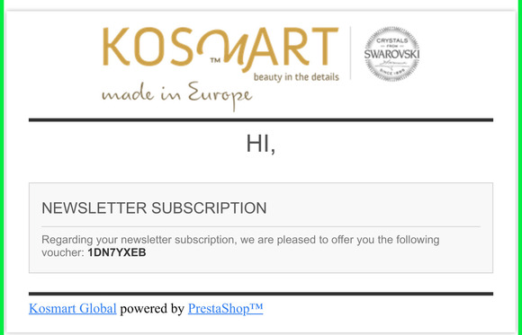 [Kosmart Global] Newsletter voucher