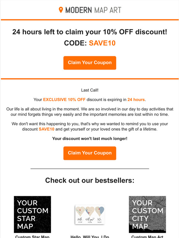 Modern Map Art: Your 10% OFF discount expires in 72h | Milled