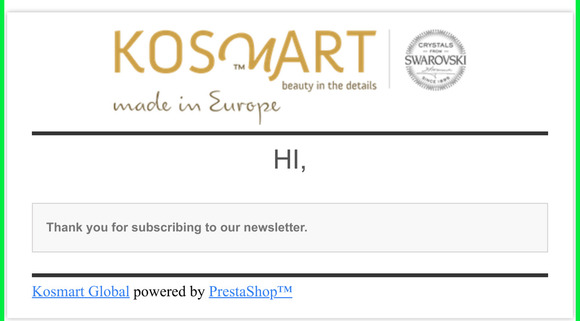 [Kosmart Global] Newsletter confirmation