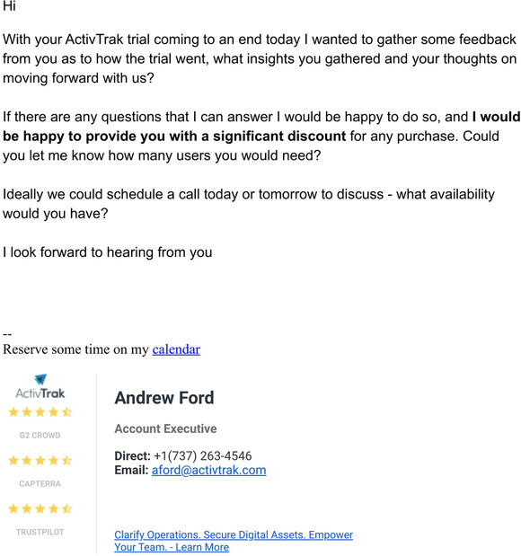 Your ActivTrak trial ends today