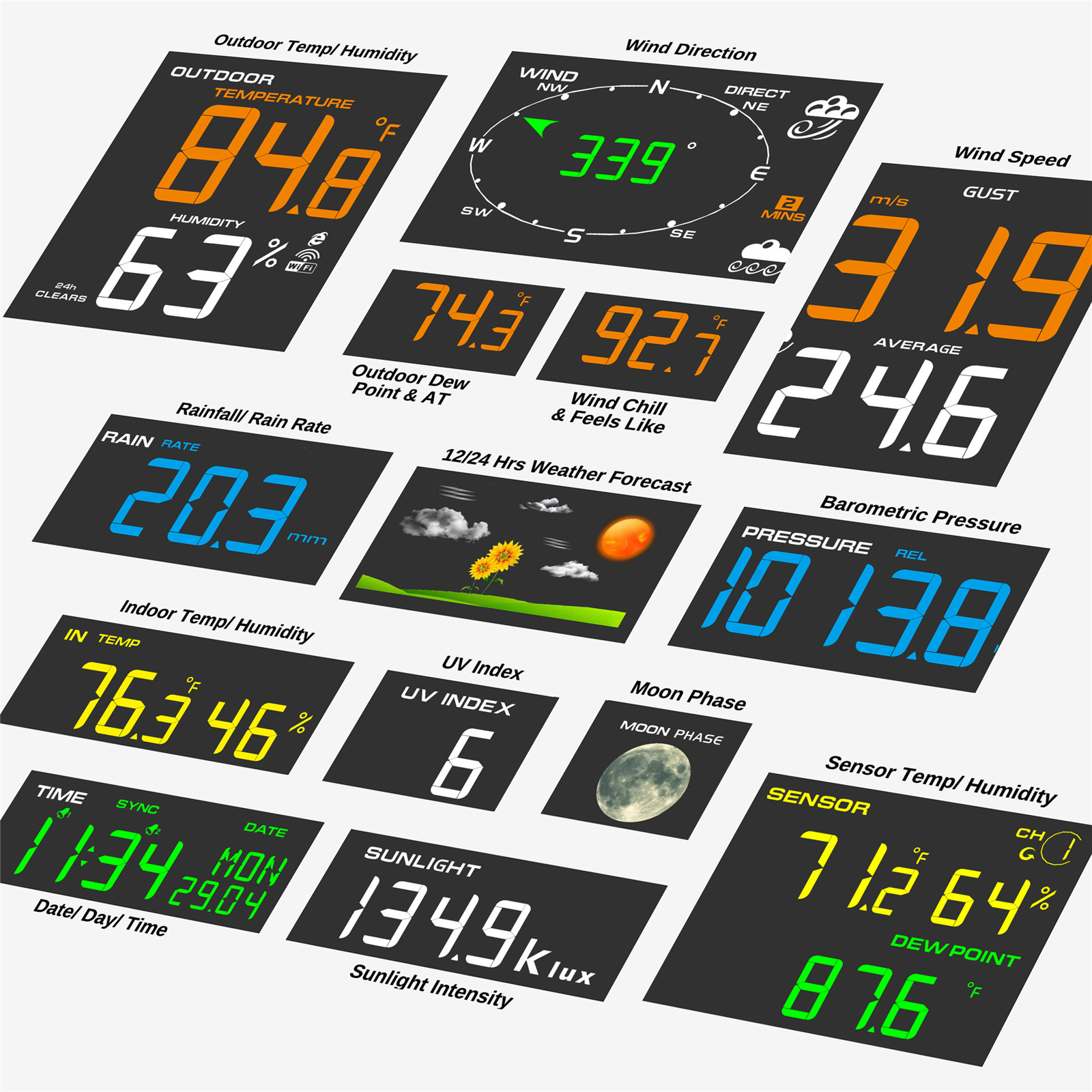 Raddy WF-100C 14-IN-1 Weather Stations Wireless Indoor Outdoor