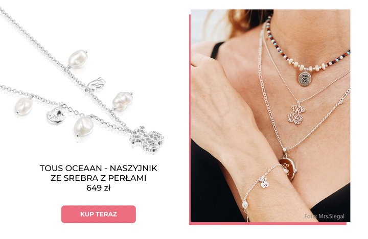 TOUS OCEAAN - NASZYJNIK ZE SREBRA Z PERŁAMI