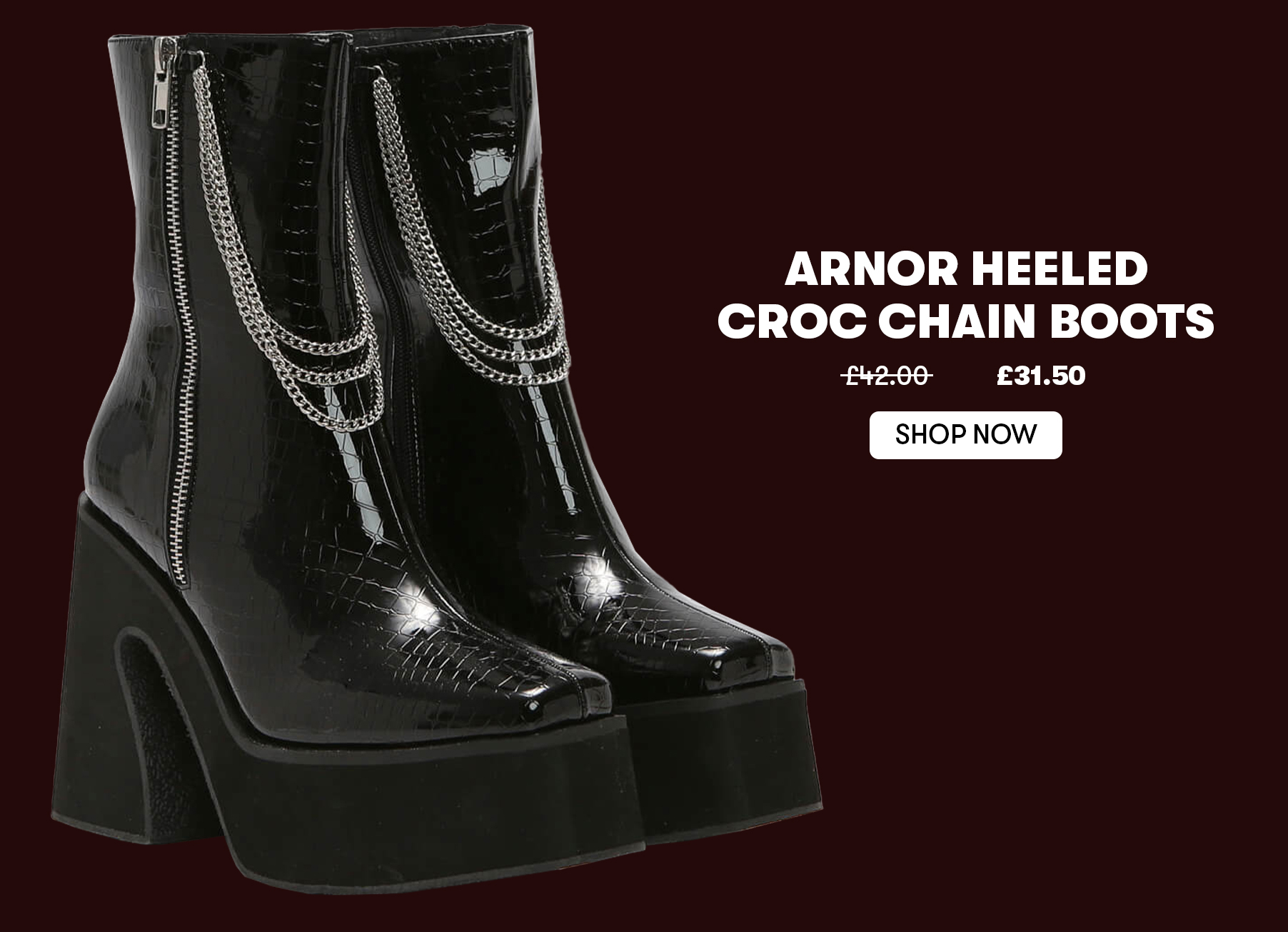 arnor heeled croc chain boots