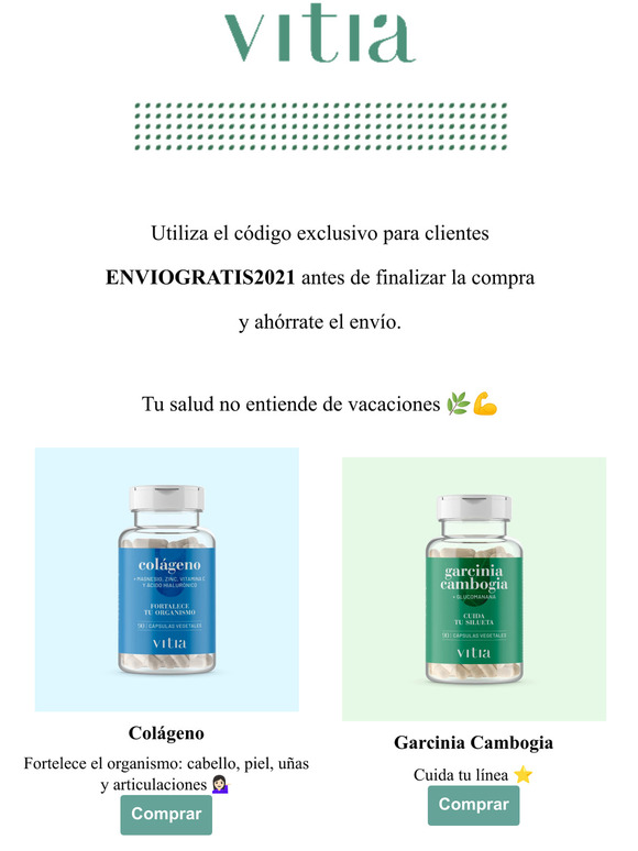   [Envo Gratis]  20% de descuento en todos los productos de VITIA