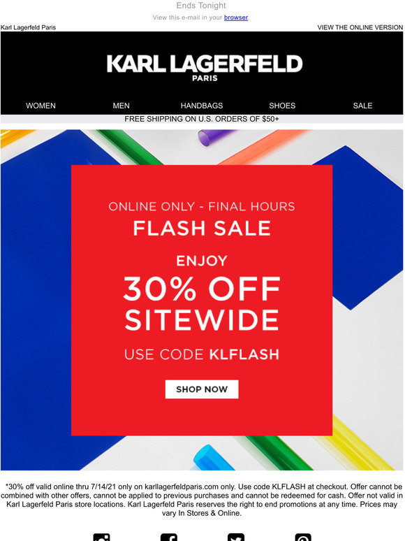 Karl Lagerfeld Paris: Flash Sale 30% - Final Hours |