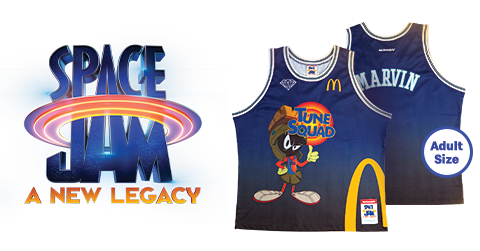 McDelivery® on Uber Eats Space Jam: A New Legacy Sweepstakes is your chance to win a Marvin the Martian Tune Squad basketball jersey.