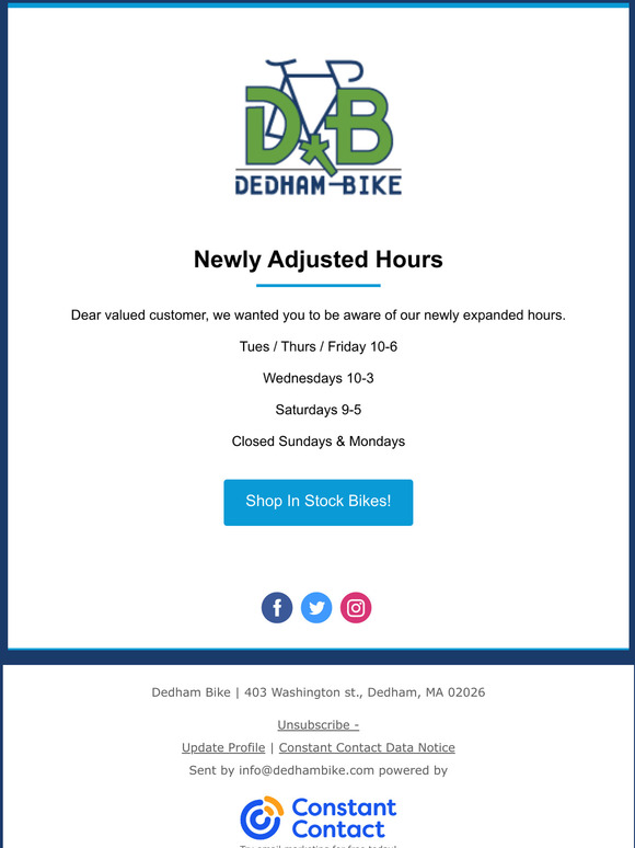 Our Hours Have Changed!