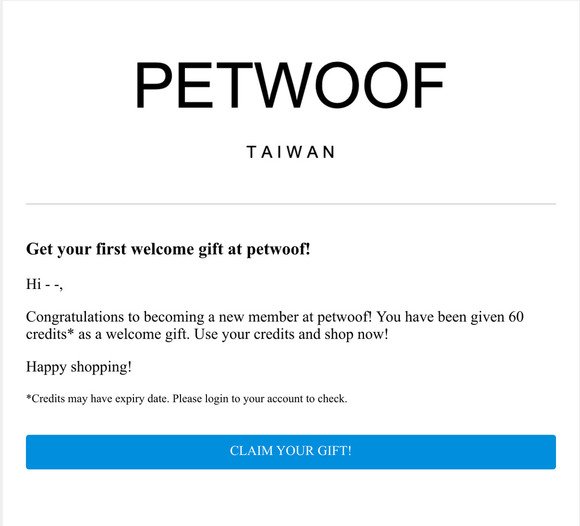 Get your first welcome gift at petwoof!