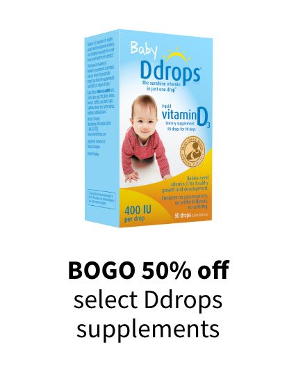 BOGO 50% off select Ddrops supplements