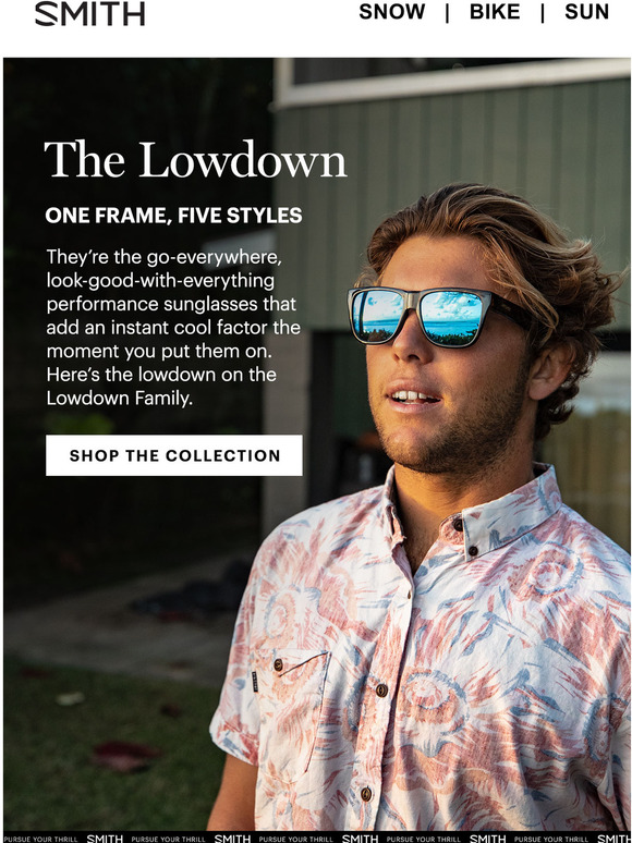 Smith Optics The Lowdown Family Classic style, 5 ways. Milled