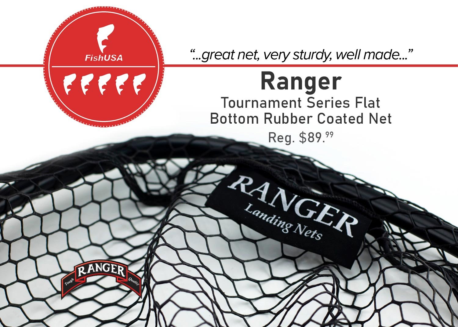 Ranger Tournament Series Flat Bottom Rubber Coated Net