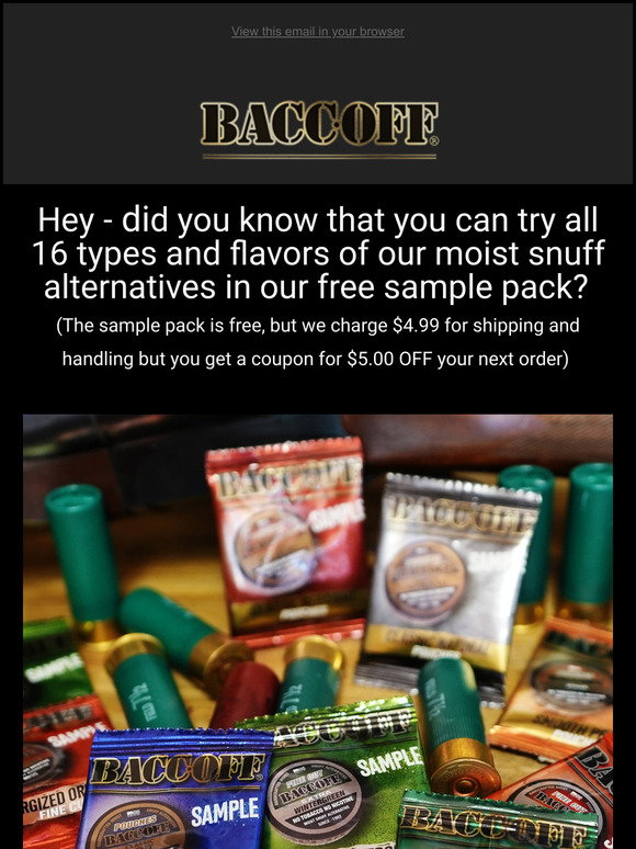 free tobacco samples by mail BaccOff: FREE SAMPLES
