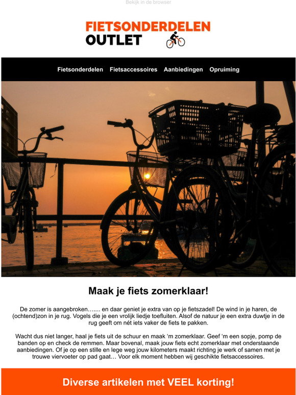 FietsonderdelenOutlet.nl: Maak je fiets zomerklaar met deze koopjes! - Veel  nieuwe voorraad en mooie aanbiedingen. | Milled