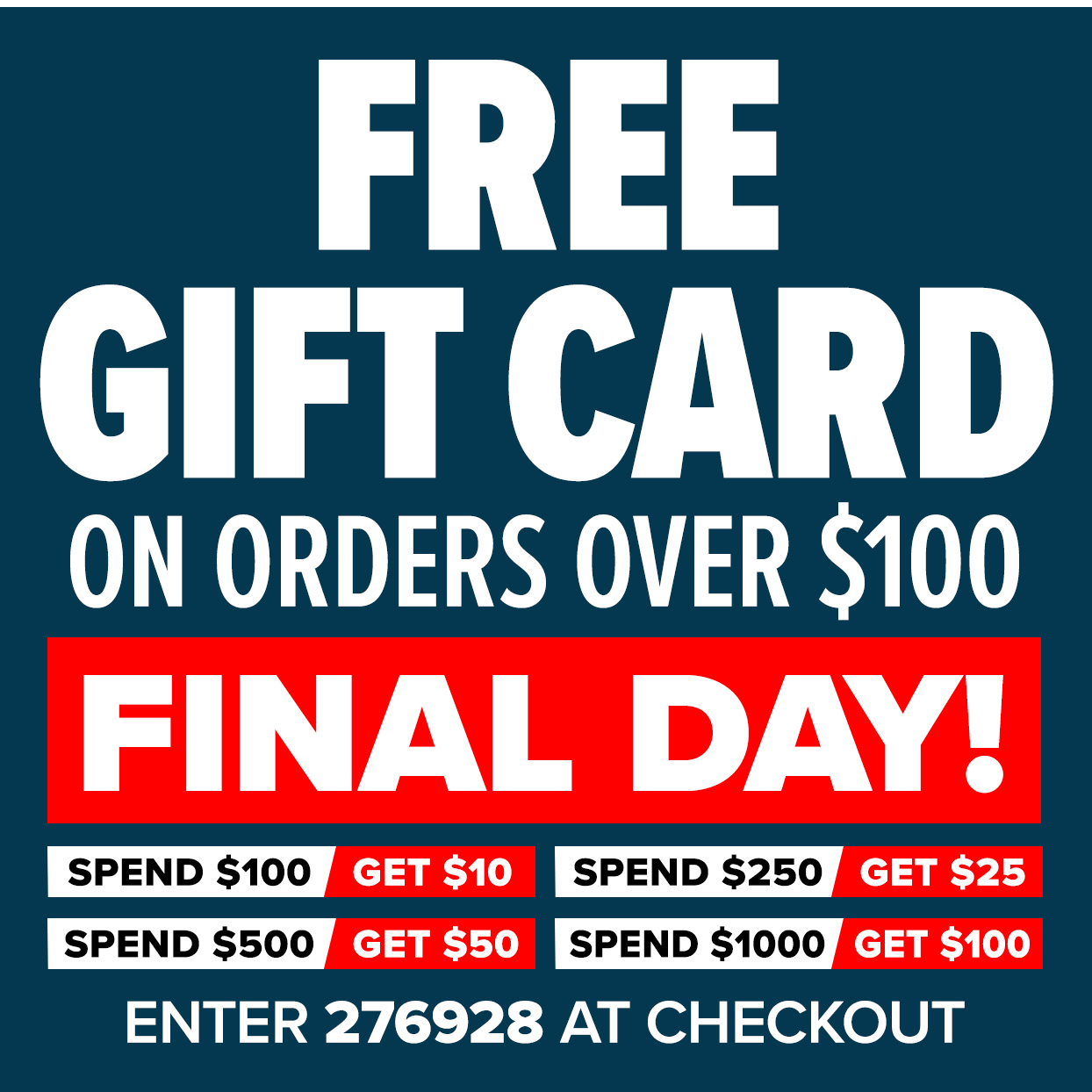 Northern Tool: FINAL DAY: Free Gift Card Up To $100 Value! | Milled