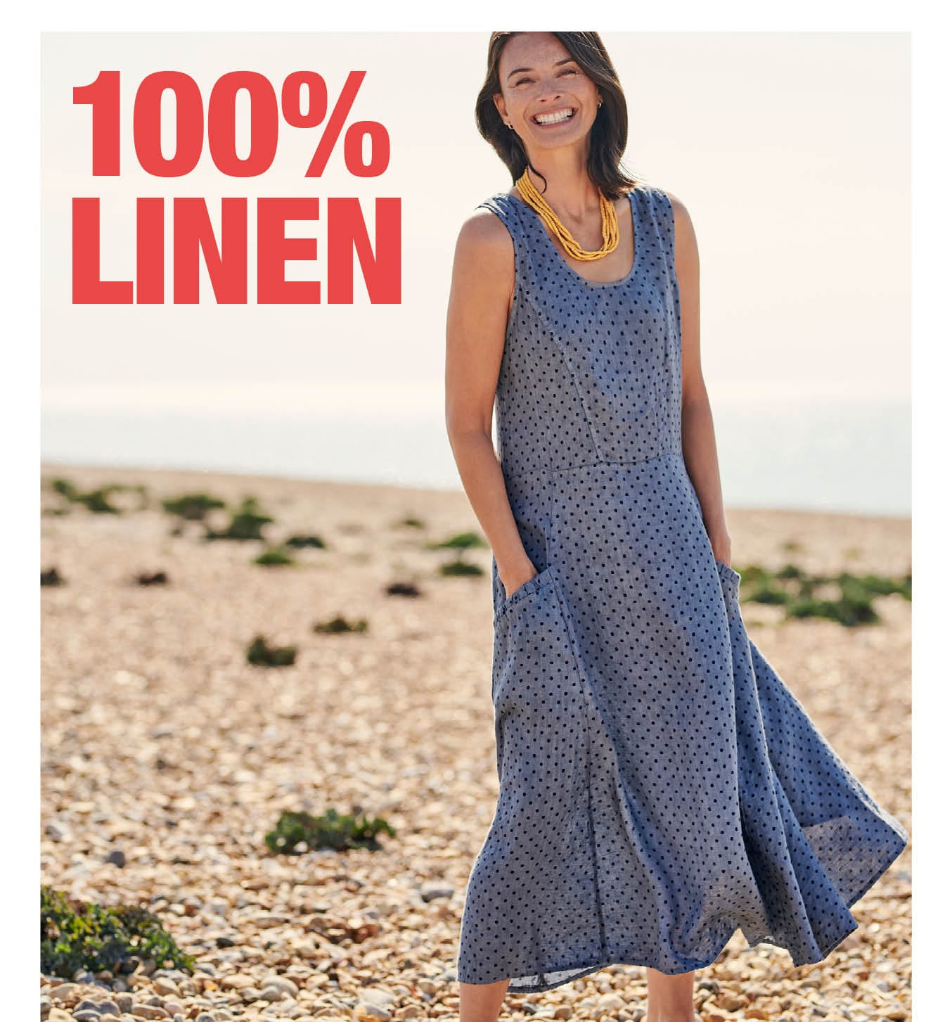 womens linen dress midi The Linen Short-Sleeve Scoop Midi Dress main image 1