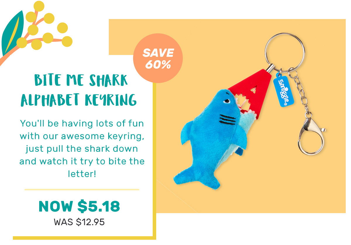 Bite Me Shark Alphabet Keyring