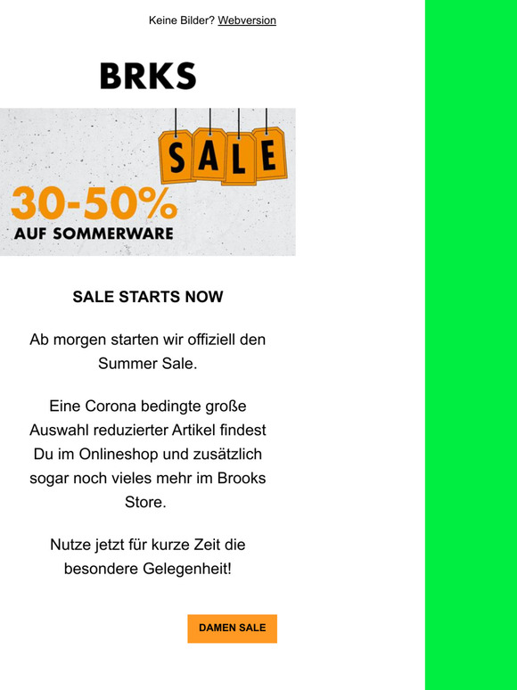 SALE STARTS NOW! 30-50% auf Sommerware