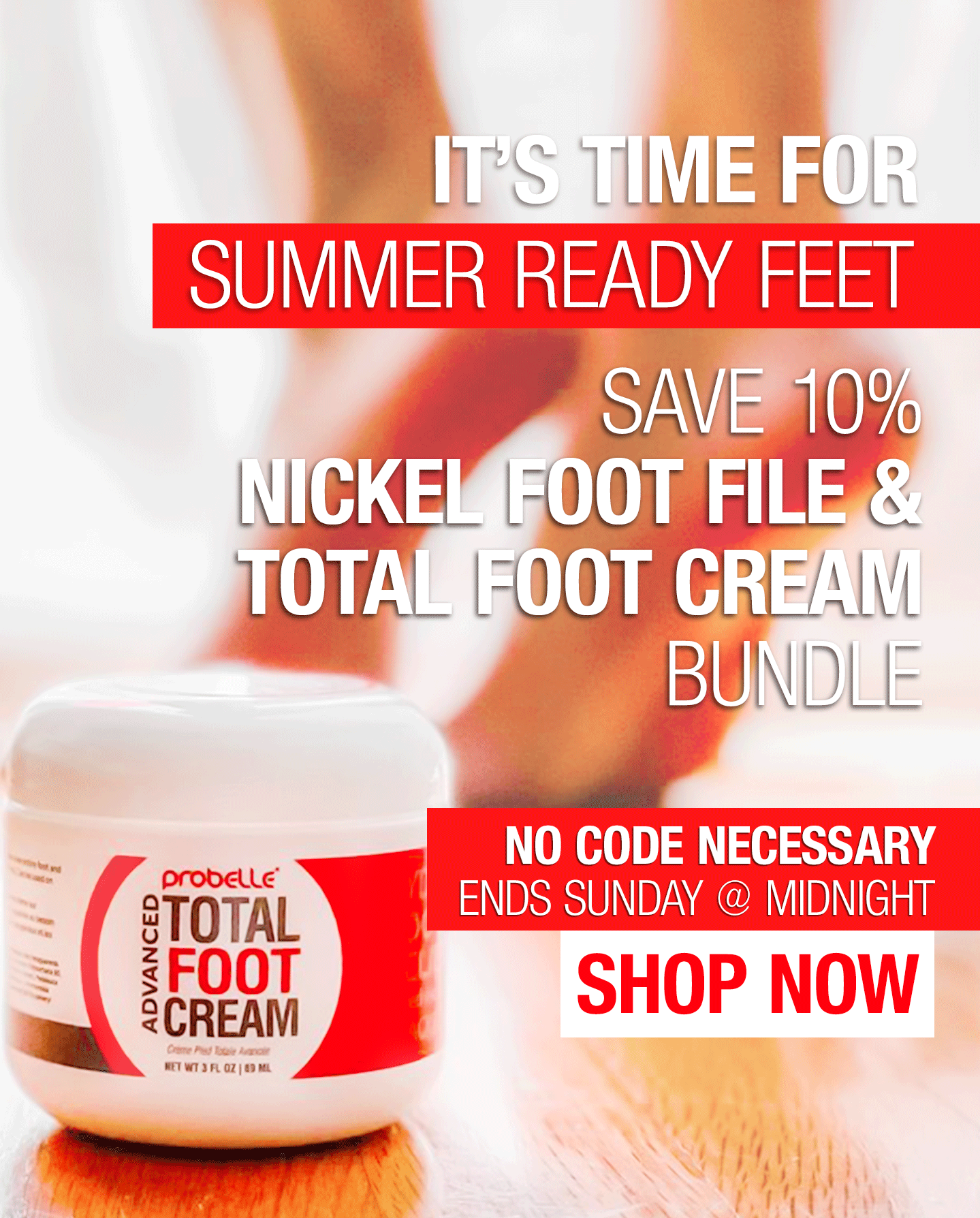 Bundle and Save 10% on the Probelle Nickel foot file & advanced total foot cream