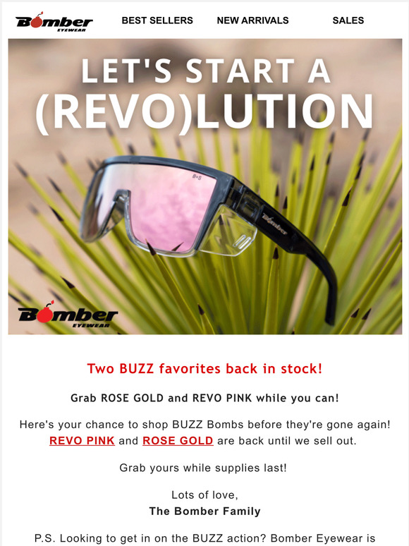 Buzz Safety - Polarized Revo Pink Mirror Crystal Bomber