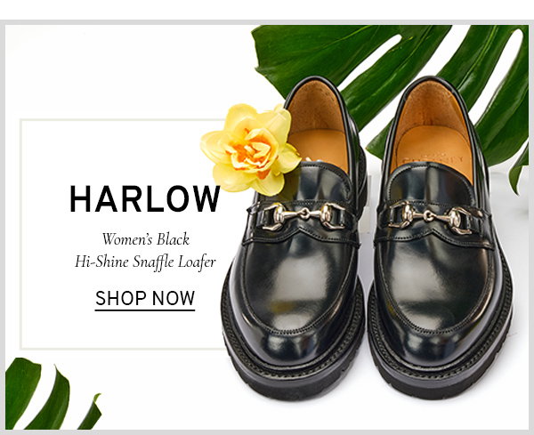 Harlow womens black hi-shine snaffle loafer, shop now