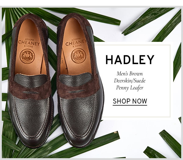 Hadley mens brown deerskin/suede Penny loafer,  shop now