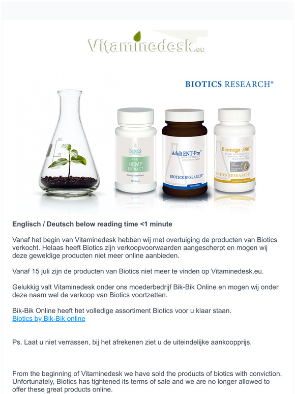 Biotics only by Bik-Bik online / Biotics nu verkrijgbaar bij Bik-Bik online