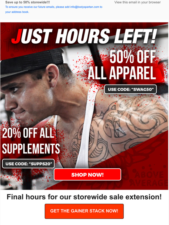 Final hours for our storewide blowout