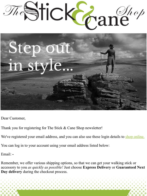 Welcome to the Stick & Cane Shop Newsletter!