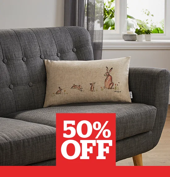 Lottie England Natural Rabbits Cushion 